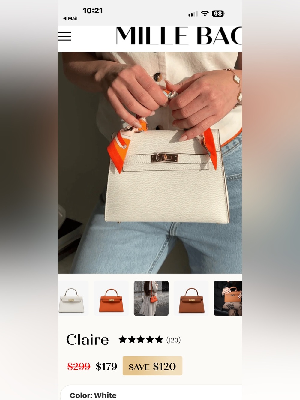 SALE on SALE PRICED Mille Claire Top-Handle Leather Satchel - White